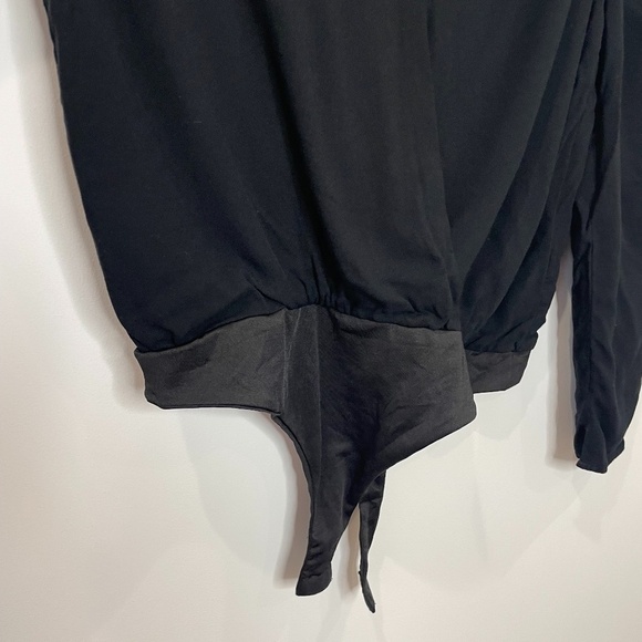 AFRM Black Long Sleeve Wrap Front Bodysuit - Picture 5 of 9